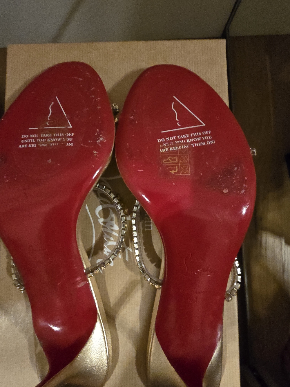 Christian Louboutin Just Queen Gold Jeweled Slide Sandals Size 41 - 70cm heel - Picture 6 of 11